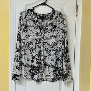 Apt 9 black and white splattered dress blouse